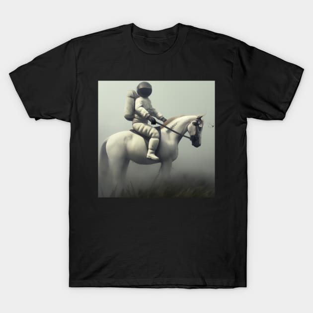 Astronaut riding horse T-Shirt by ElectricPeacock